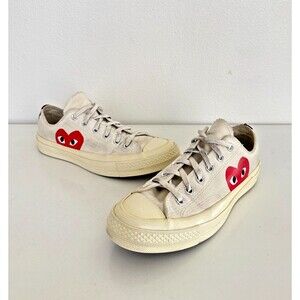 Converse Comme Des Garcons Hidden Heart White Canvas Women Sneaker Shoes Size 6